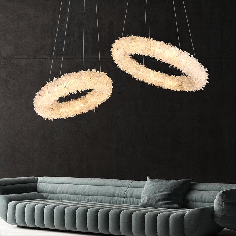 Rock Crystal Cluster Round Modern Chandelier - view 4