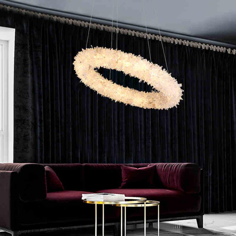 Rock Crystal Cluster Round Modern Chandelier - view 5