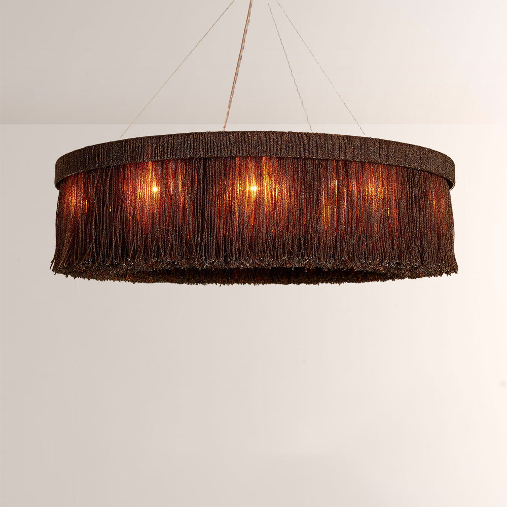 Rowan Jute Fringe Round Chandelier - view 3