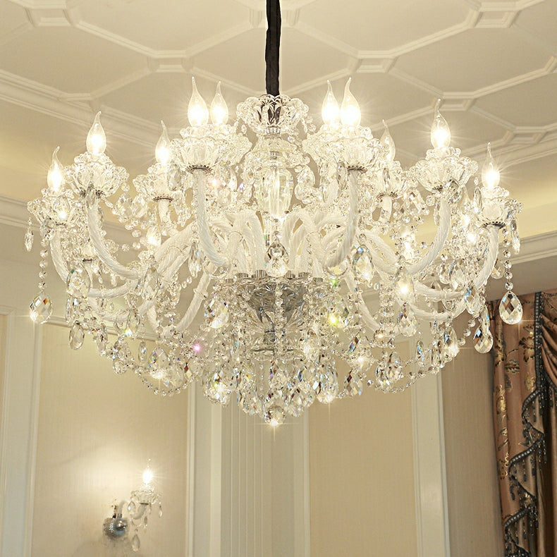 Rustic Antique European Candle Crystal Chandelier Popular Farmhouse Ceiling Light Fixture For Living Room - view 9