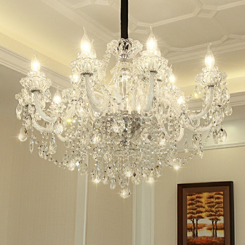 Rustic Antique European Candle Crystal Chandelier Popular Farmhouse Ceiling Light Fixture For Living Room - view 8