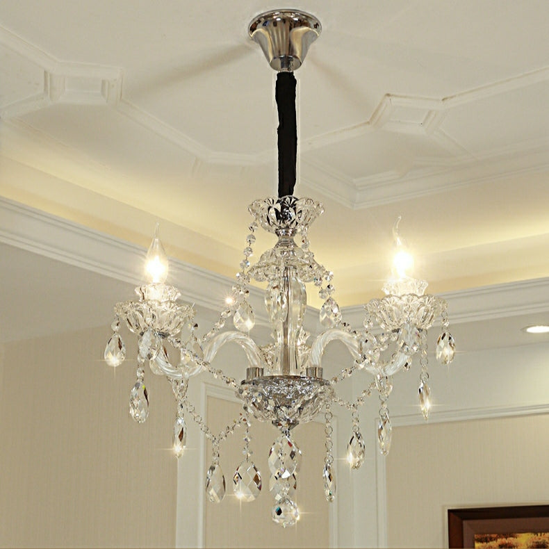 Rustic Antique European Candle Crystal Chandelier Popular Farmhouse Ceiling Light Fixture For Living Room - view 6