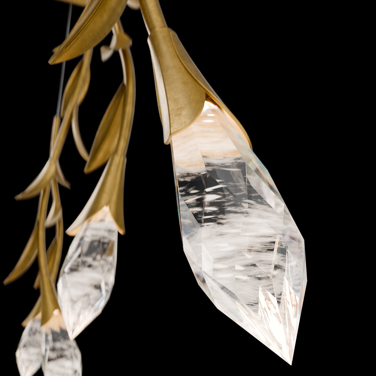Modern Luxury Floating Branches Floral Crystal Chandelier with Rectangular Canopy for High-ceiling - view 3