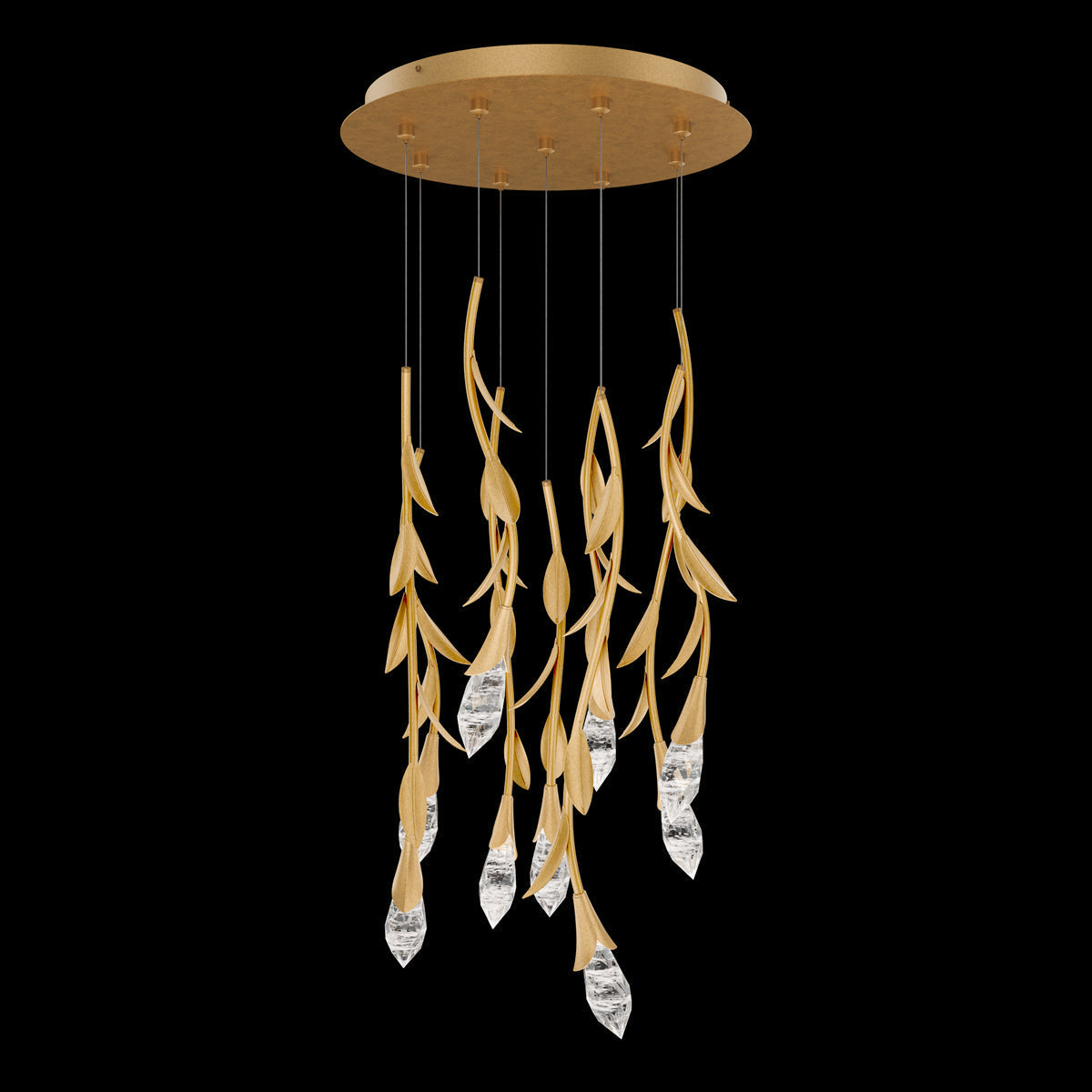Modern Luxury Floating Branches Floral Crystal Chandelier with Round Canopy for High-ceiling - view 2
