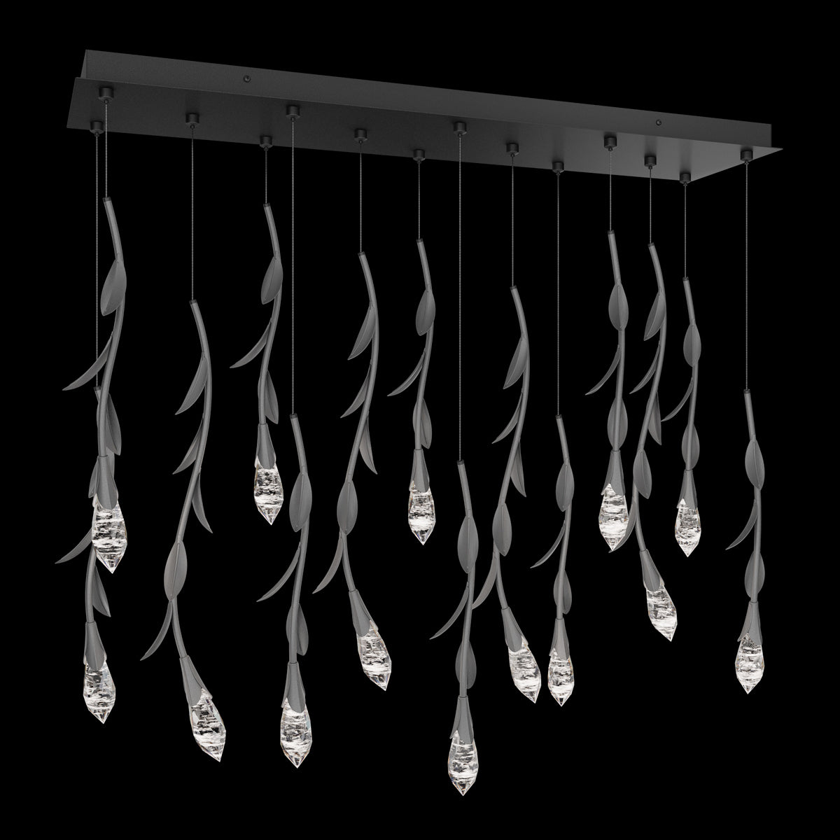 Modern Luxury Floating Branches Floral Crystal Chandelier with Rectangular Canopy for High-ceiling - view 4