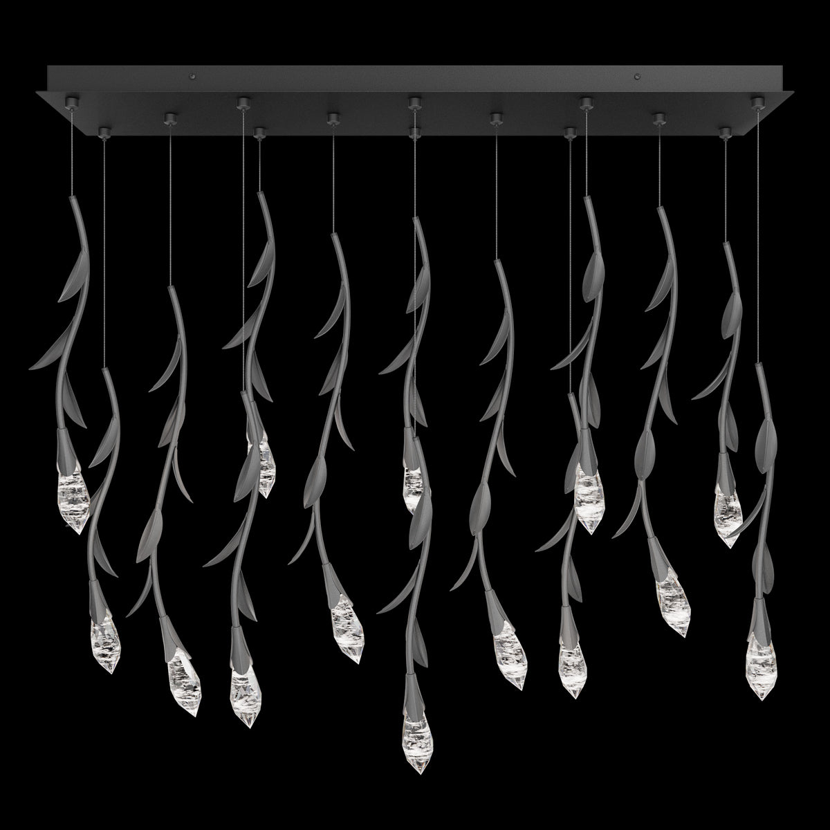 Modern Luxury Floating Branches Floral Crystal Chandelier with Rectangular Canopy for High-ceiling - view 5
