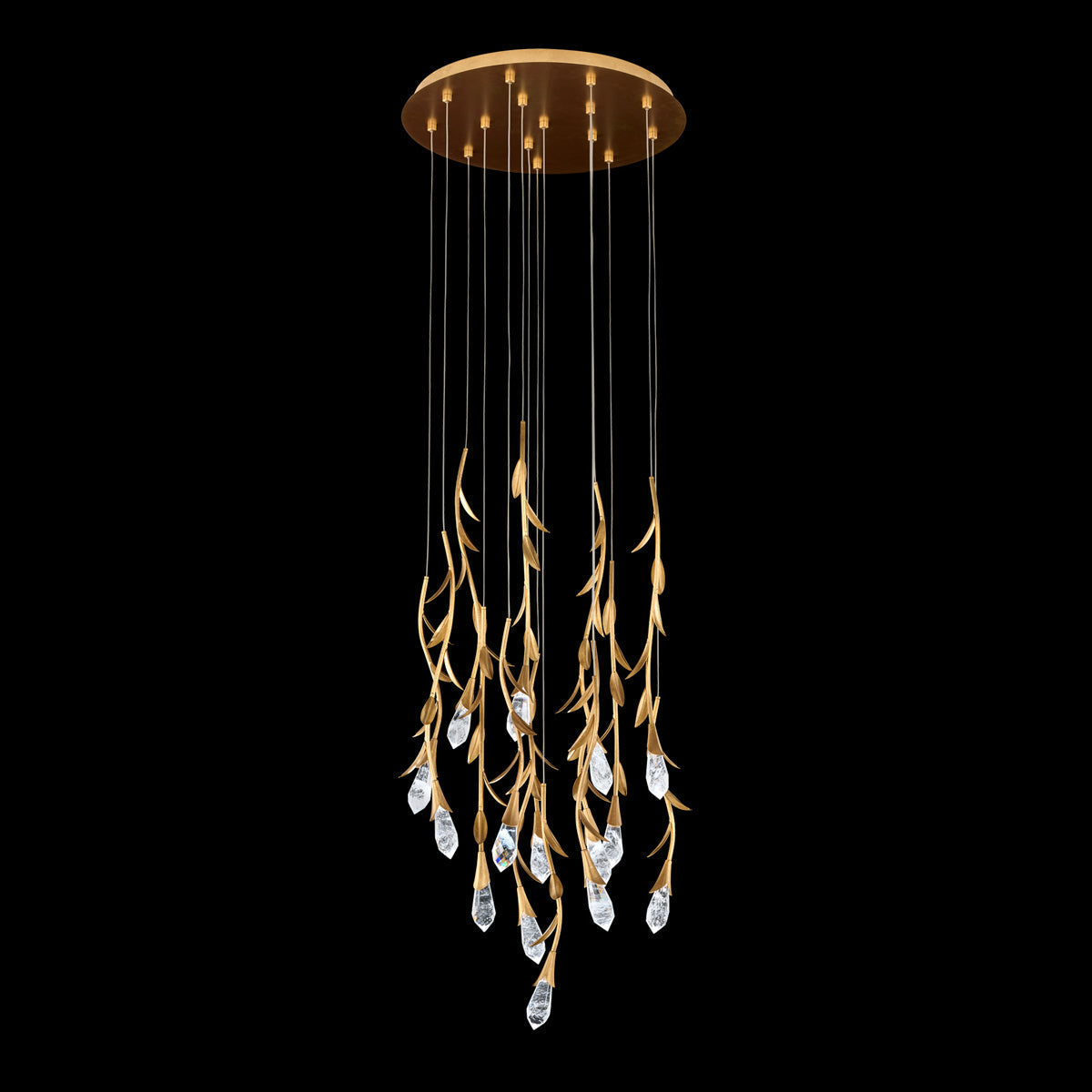 Modern Luxury Floating Branches Floral Crystal Chandelier with Round Canopy for High-ceiling - view 3