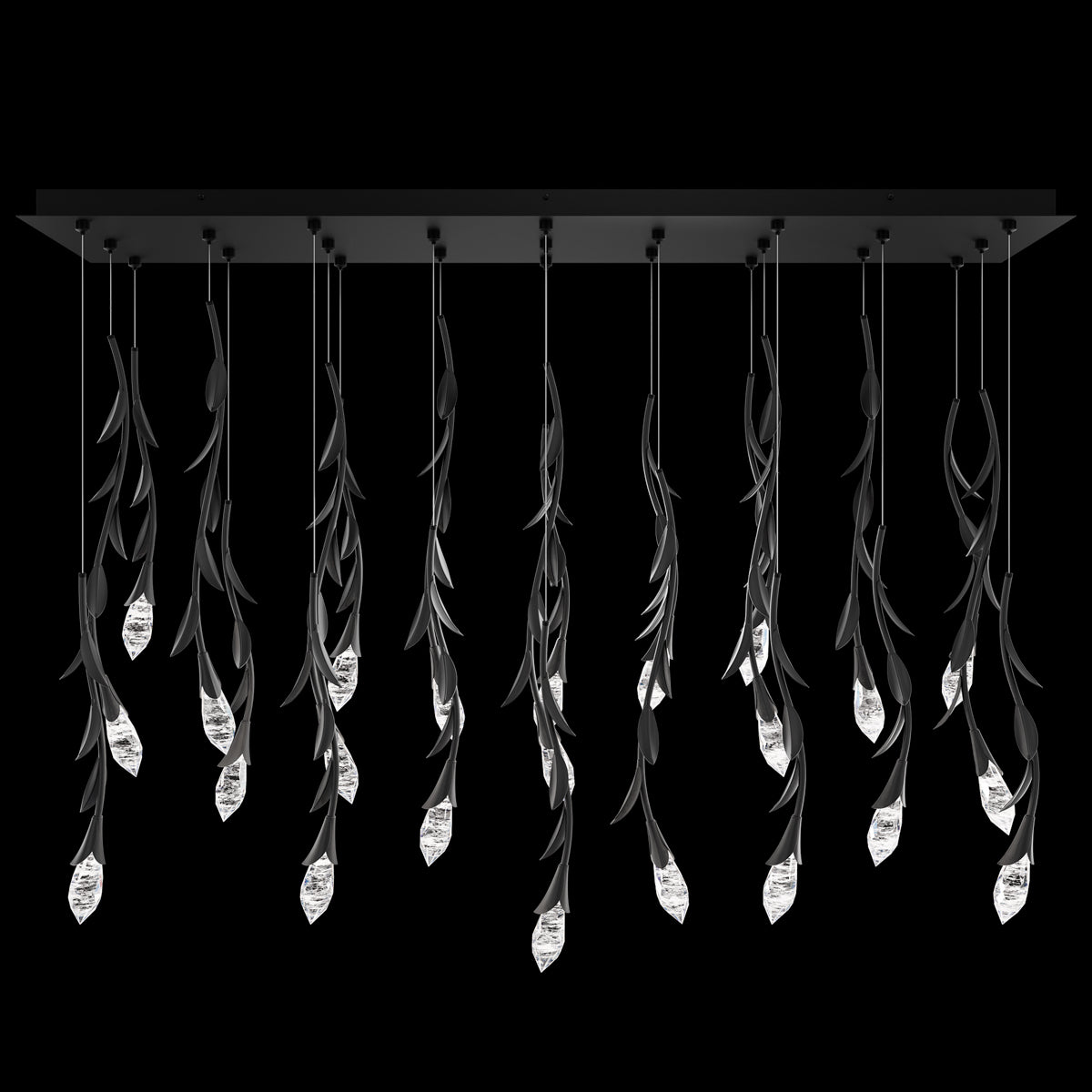 Modern Luxury Floating Branches Floral Crystal Chandelier with Rectangular Canopy for High-ceiling - view 8