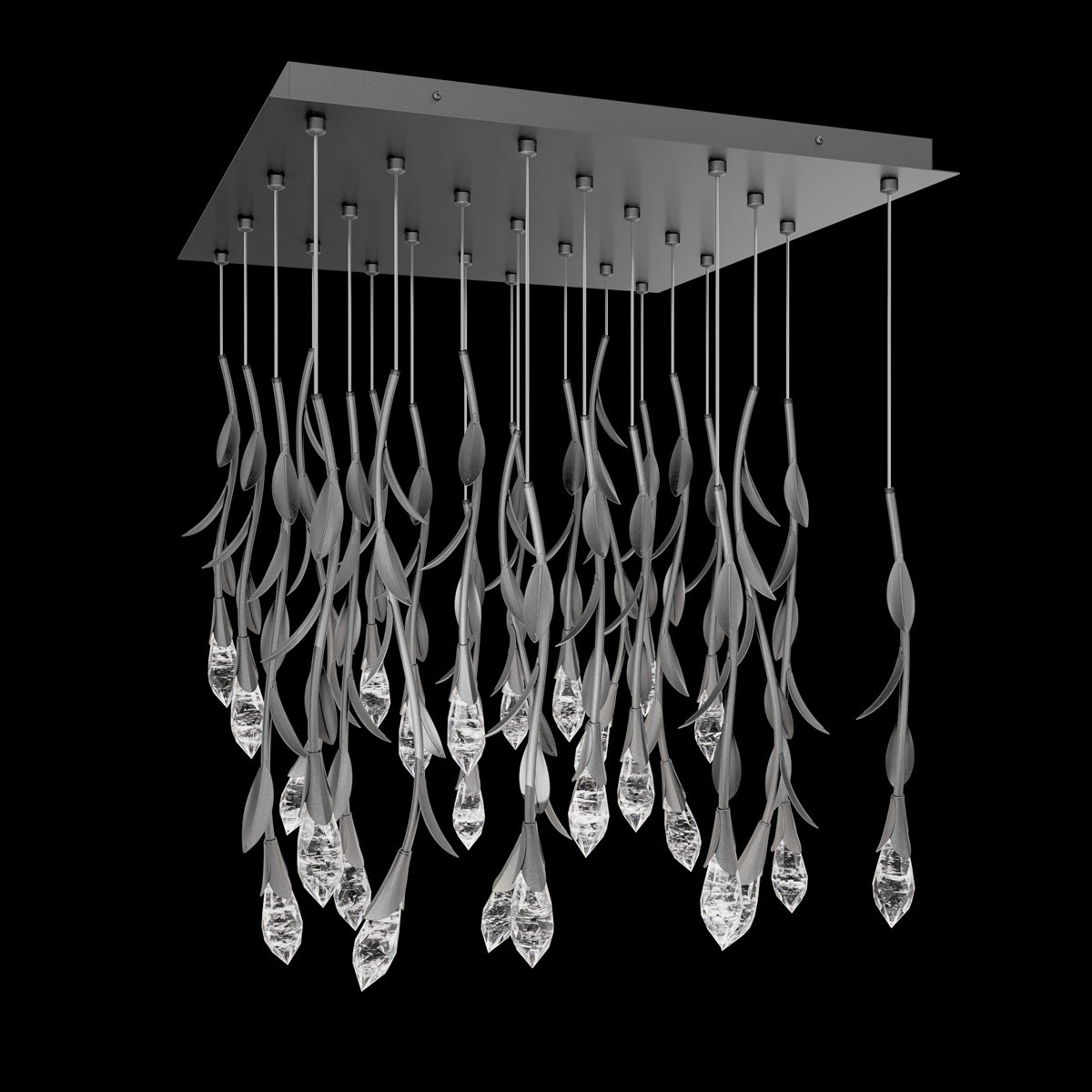 Modern Luxury Floating Branches Floral Crystal Chandelier with Square Canopy for High-ceiling - view 2
