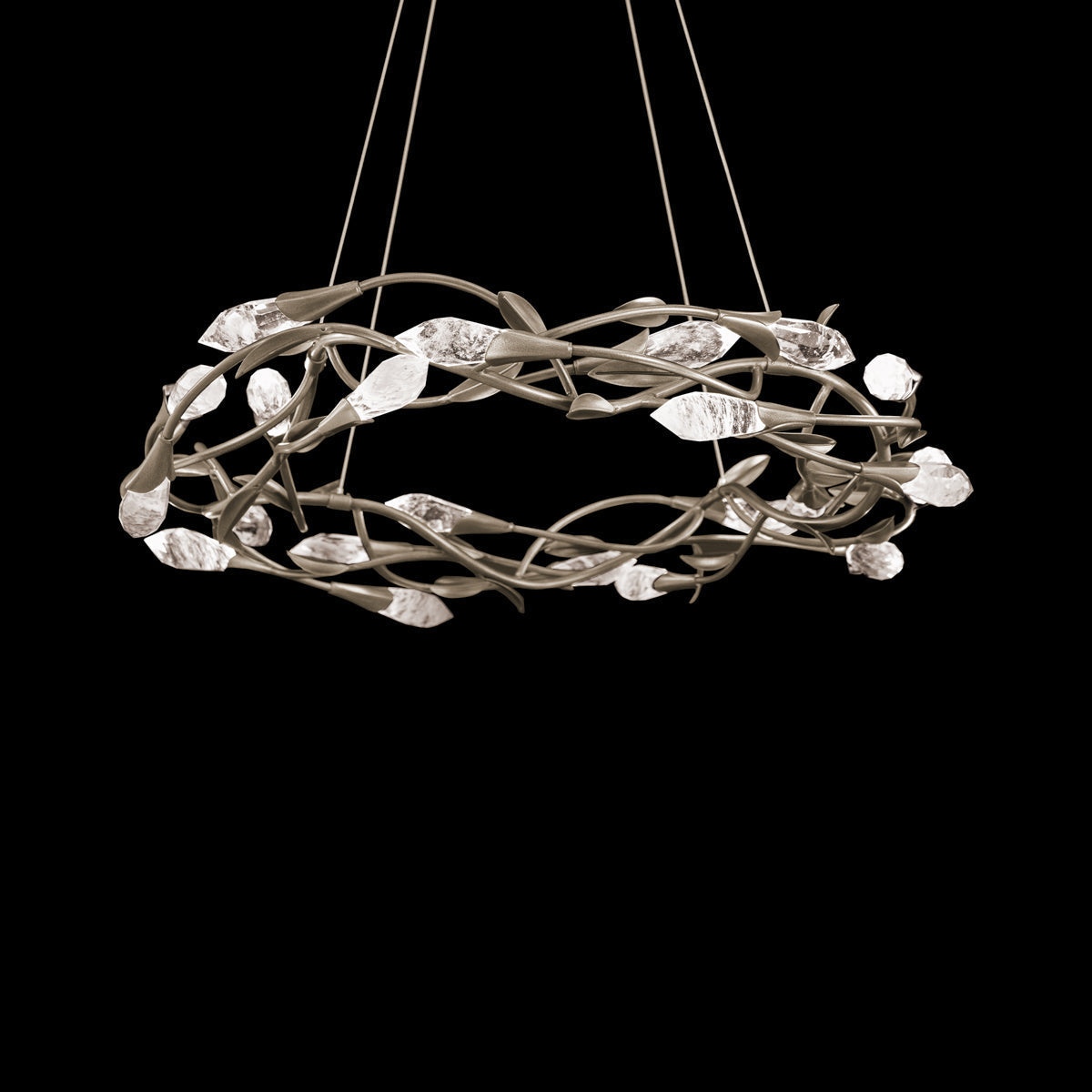 Modern Linear/Round Floral Branches Crystal Chandelier - view 2