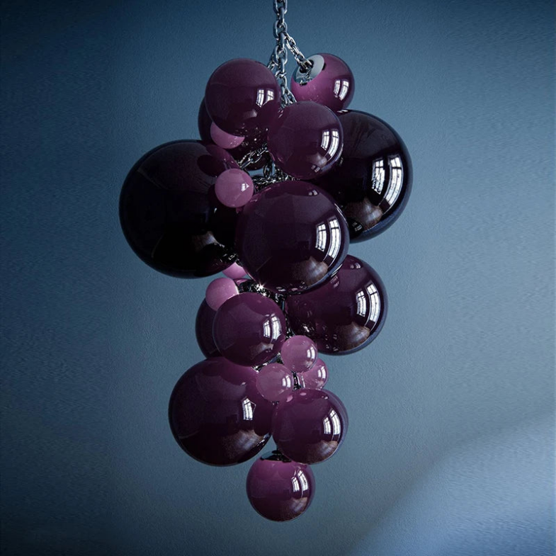 Fruit Grape Hanging Swag Chandelier, glass in iron - view 6