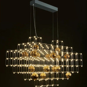 Modern Stainless Steel Three-dimensional Cube Chandelier - view 2