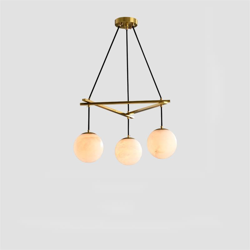 Alabaster Modern Structural Ball Chandelier, in brass & alabaster - view 6
