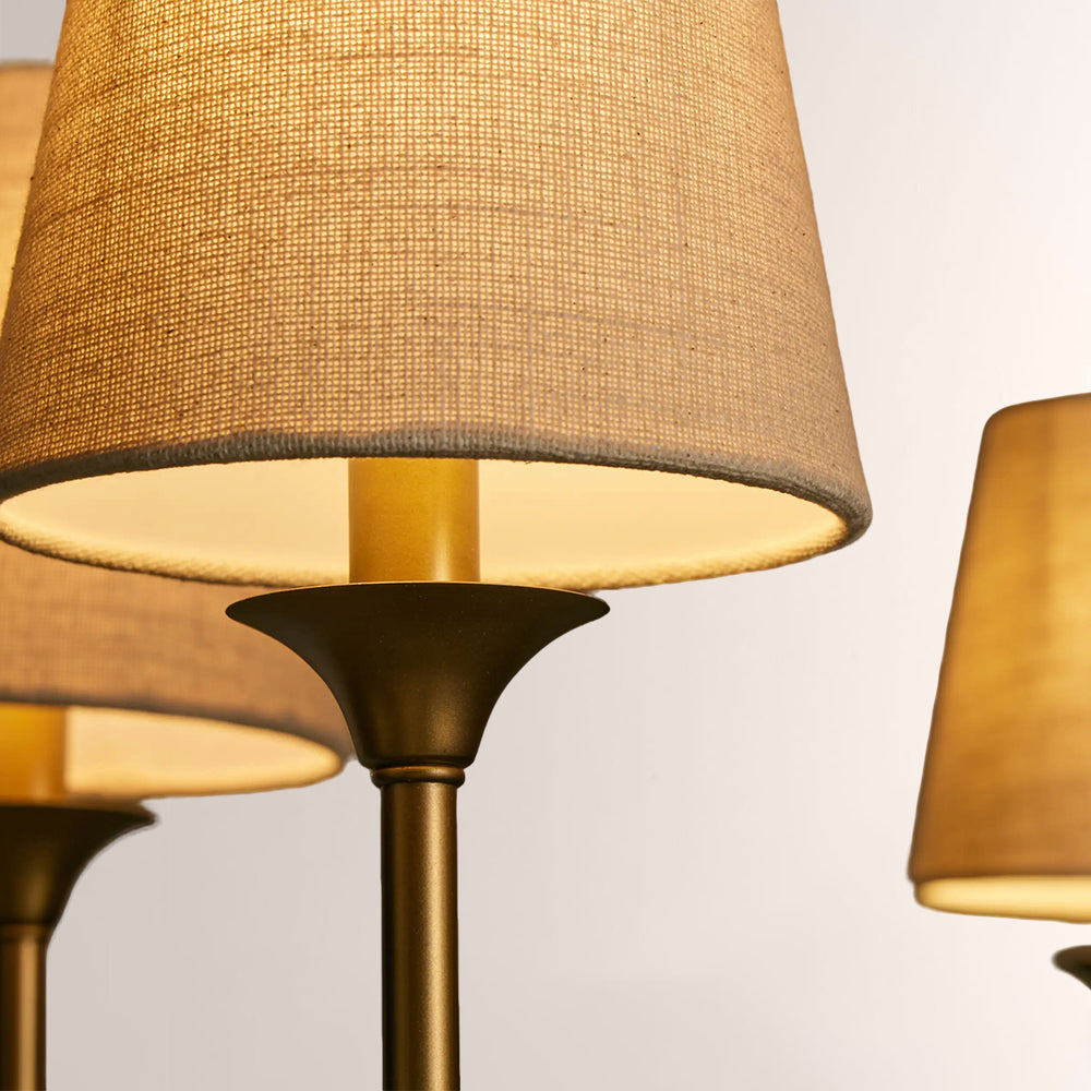 Saylor 6-Light Curved Arm Chandelier with Linen Shades - view 7