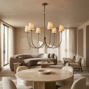 Saylor 6-Light Curved Arm Chandelier with Linen Shades - view 10