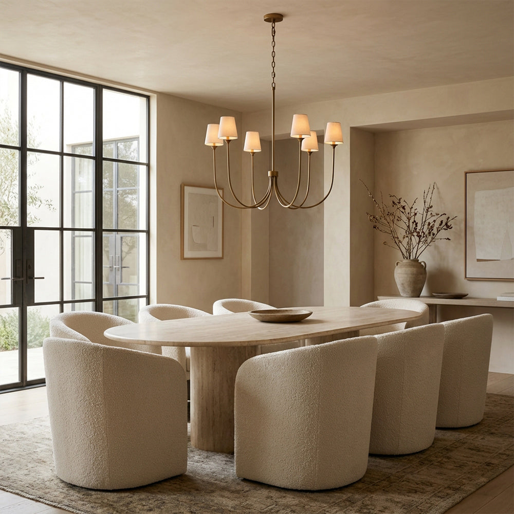 Saylor 6-Light Curved Arm Chandelier with Linen Shades - view 11