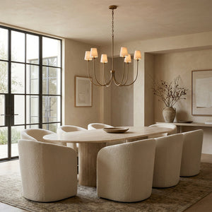 Saylor 6-Light Curved Arm Chandelier with Linen Shades - view 11