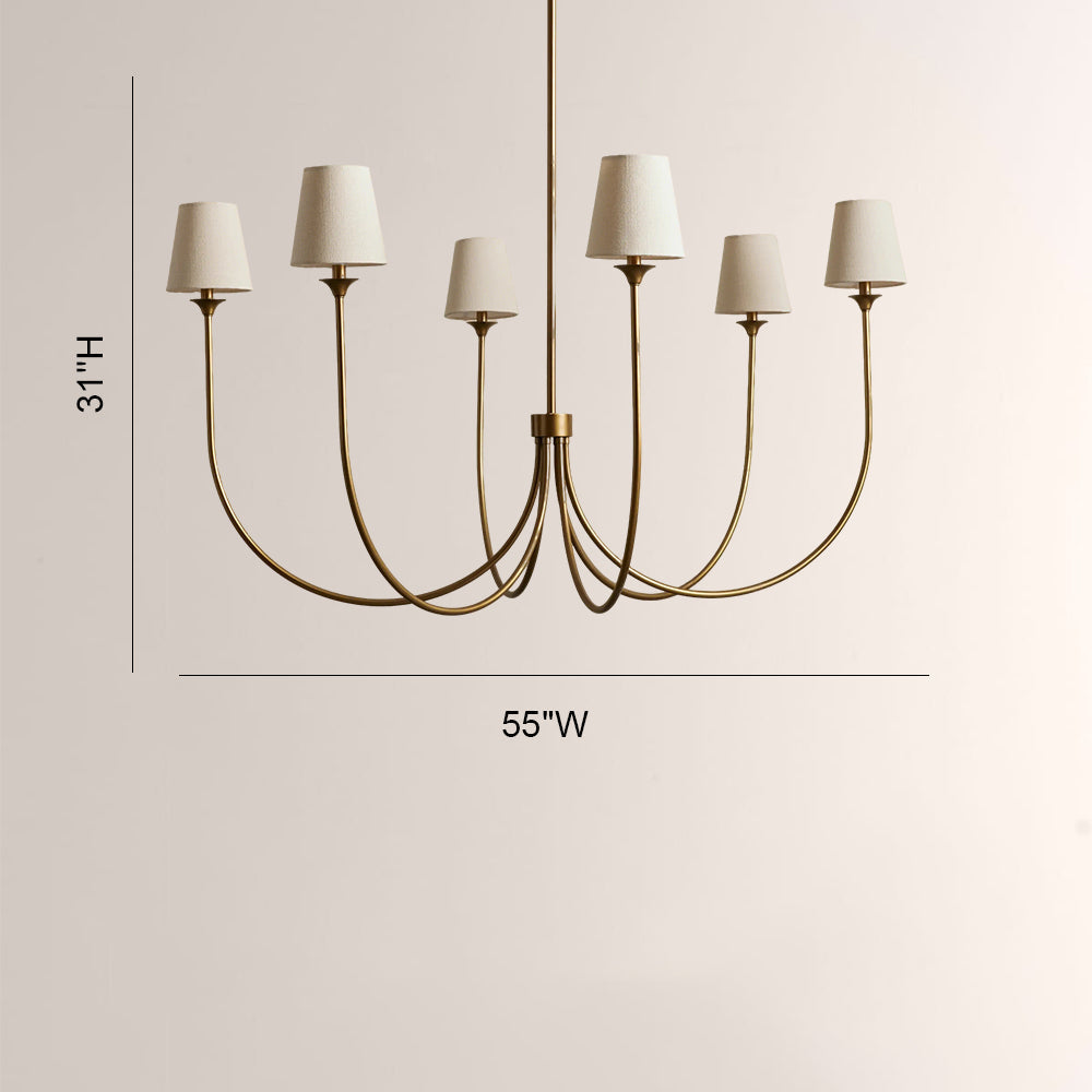 Saylor 6-Light Curved Arm Chandelier with Linen Shades - view 13