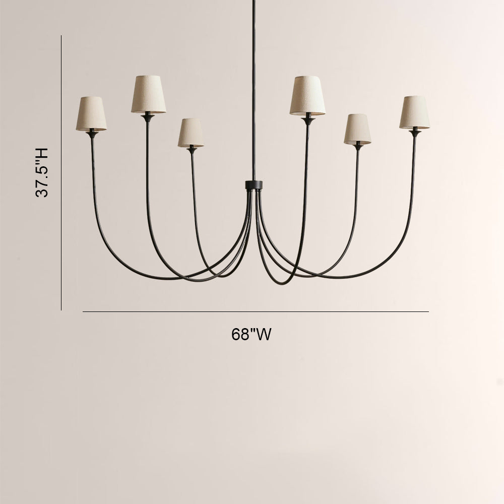Saylor 6-Light Curved Arm Chandelier with Linen Shades - view 14