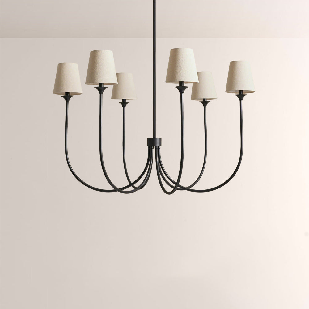 Saylor 6-Light Curved Arm Chandelier with Linen Shades - view 2