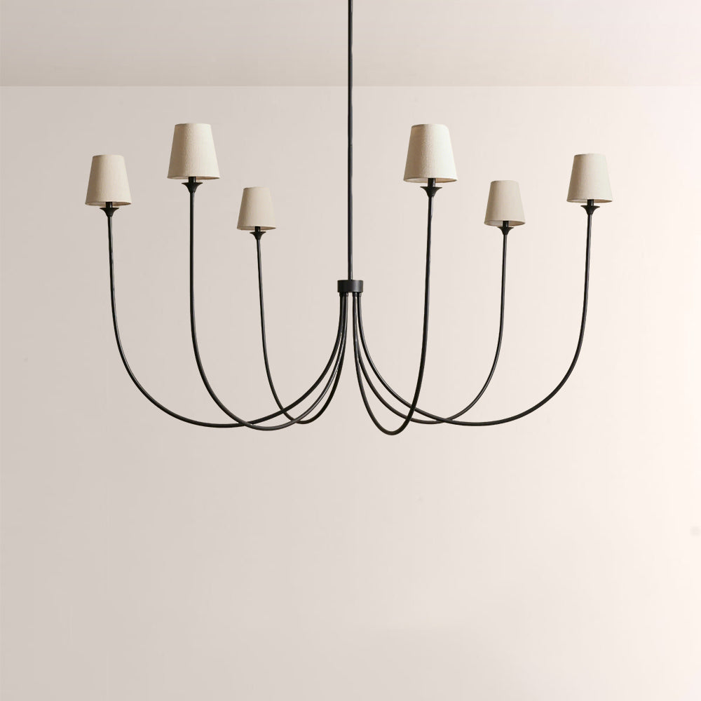 Saylor 6-Light Curved Arm Chandelier with Linen Shades - view 22