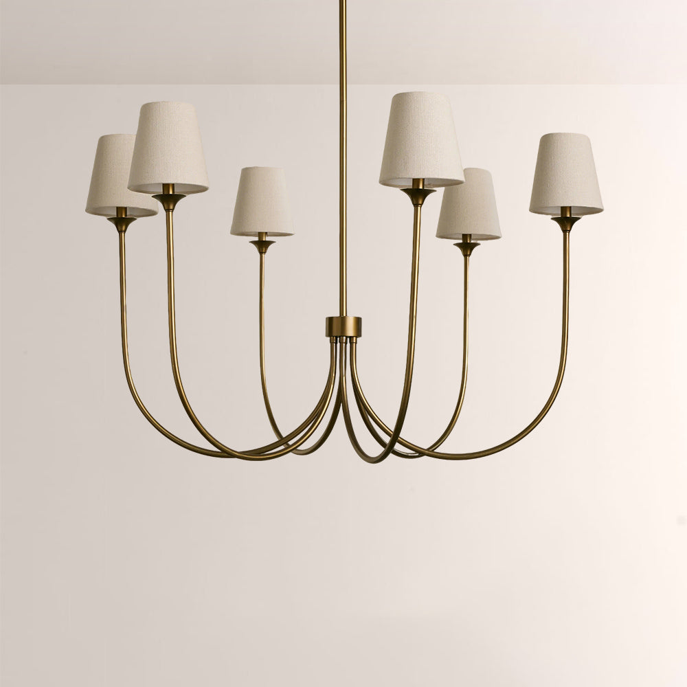 Saylor 6-Light Curved Arm Chandelier with Linen Shades - view 3