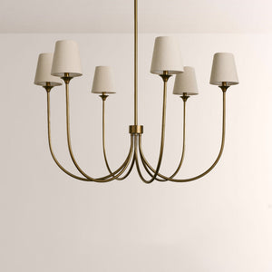 Saylor 6-Light Curved Arm Chandelier with Linen Shades - view 3