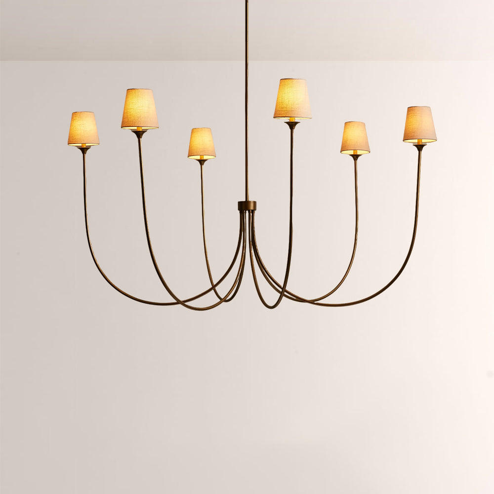 Saylor 6-Light Curved Arm Chandelier with Linen Shades - view 19