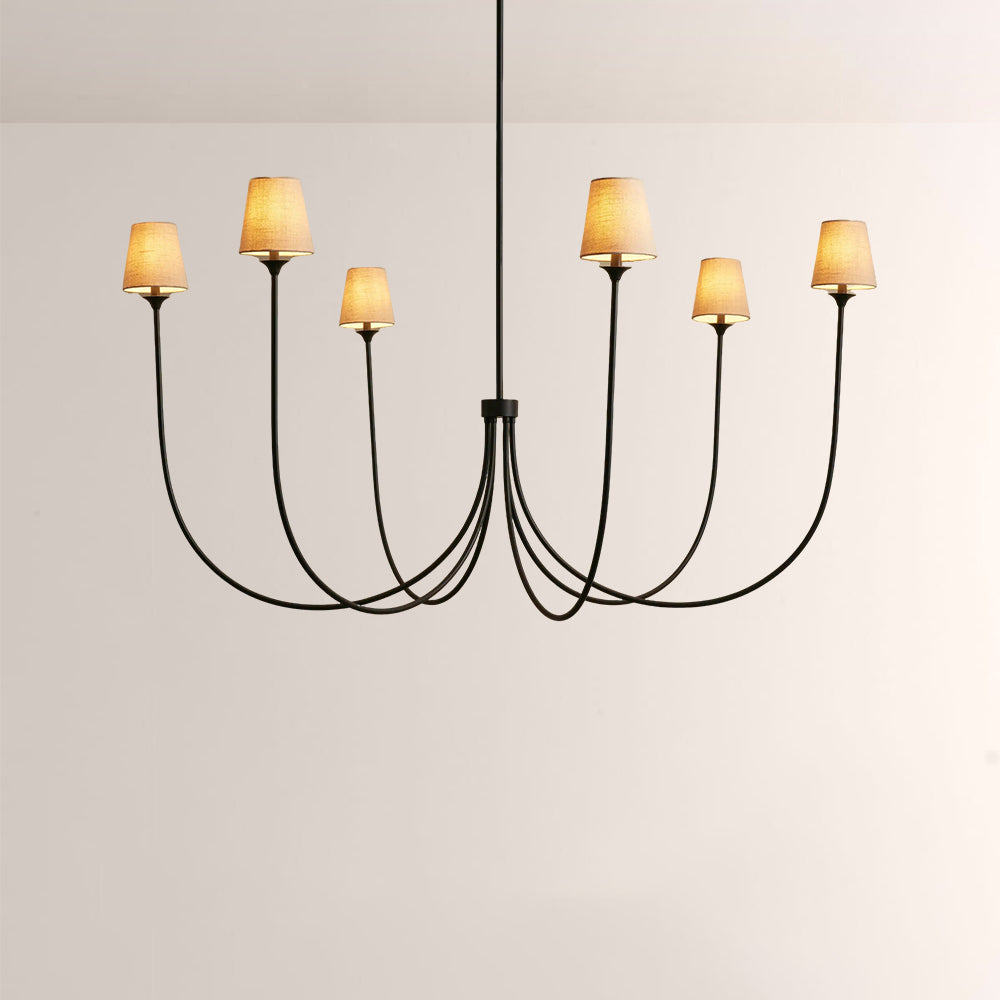 Saylor 6-Light Curved Arm Chandelier with Linen Shades - view 20