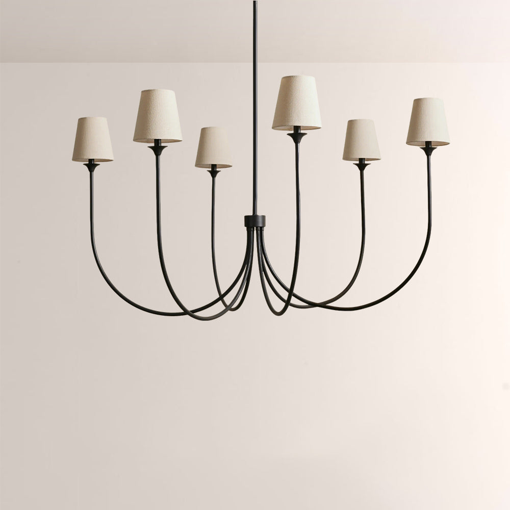 Saylor 6-Light Curved Arm Chandelier with Linen Shades - view 17
