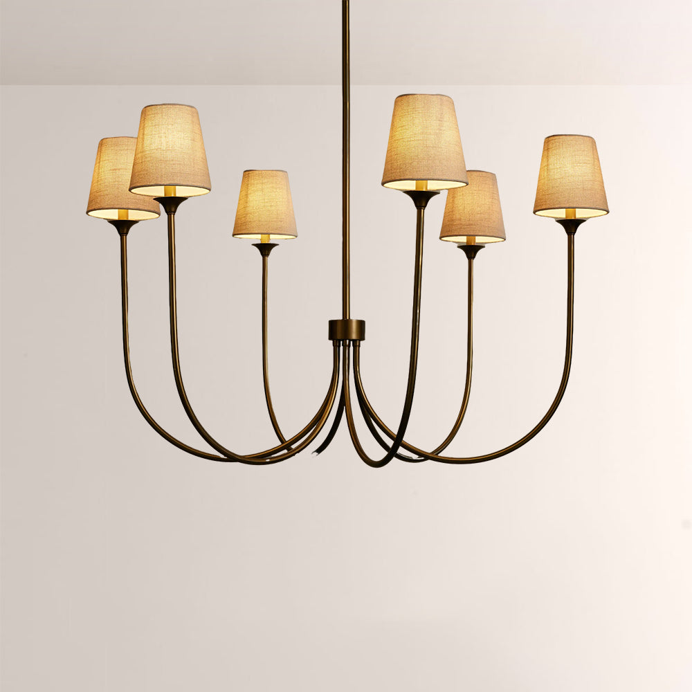 Saylor 6-Light Curved Arm Chandelier with Linen Shades - view 4