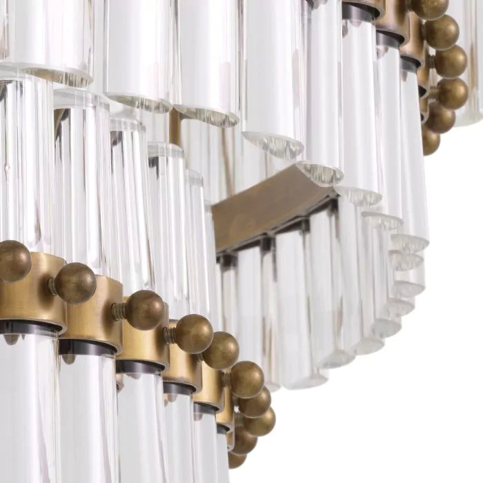 Thibaud Modern Brass Glass Chandelier - (Antique Brass Finish | Clear Glass) - view 5