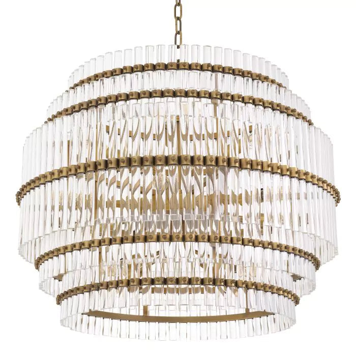 Thibaud Modern Brass Glass Chandelier - (Antique Brass Finish | Clear Glass) - view 3