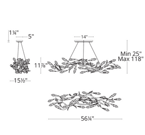 Modern Linear/Round Floral Branches Crystal Chandelier - view 20
