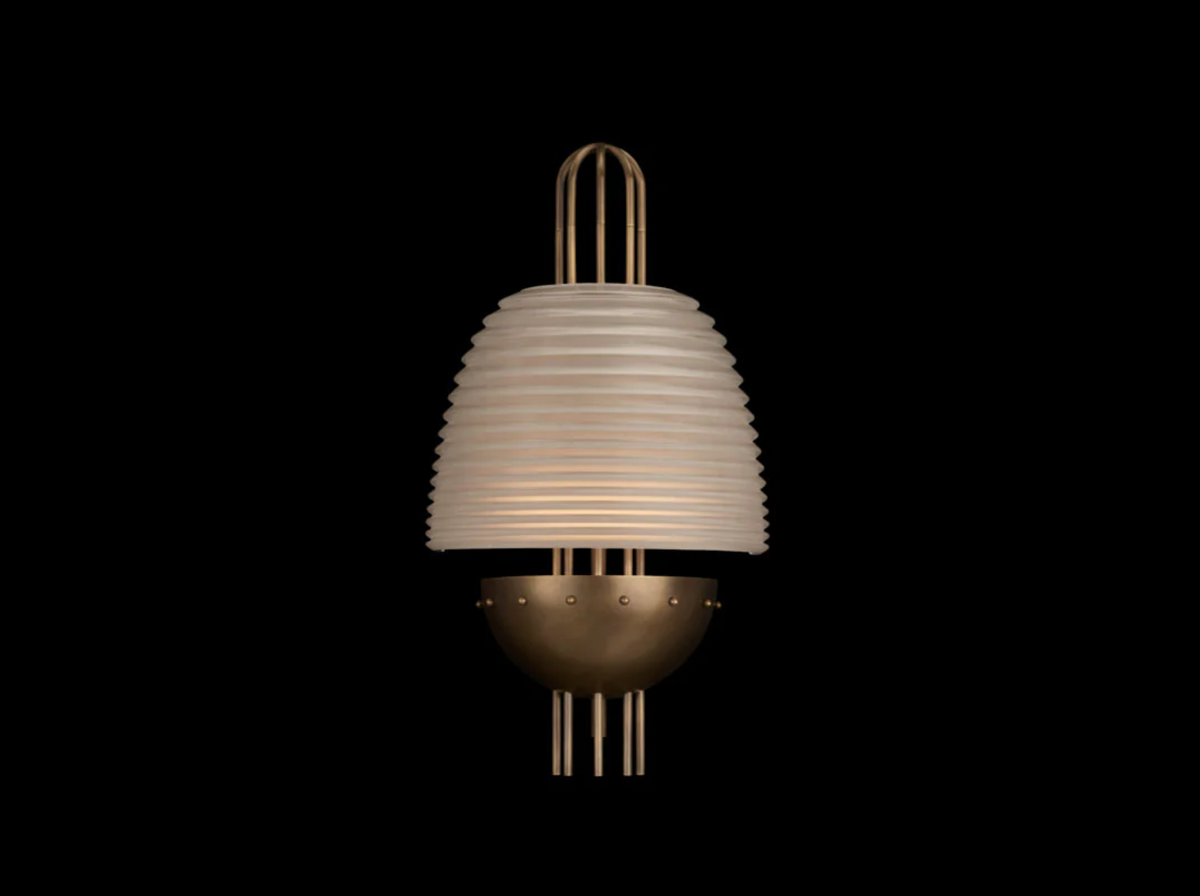 SIGNAL X SCONCE H13.25" x W7.5" x D4.25", brass wall sconce