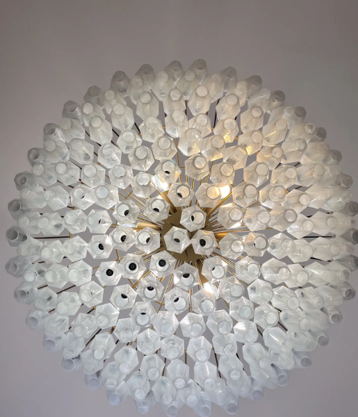 Murano-Style Chandelier – Poliedri – 185 glass – White Alabaster