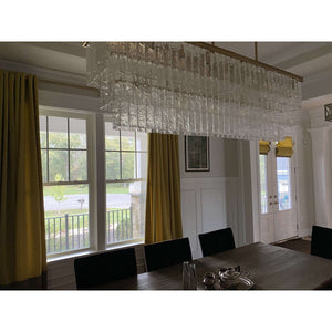 Selim 3-Tier Rectangular Cracked Textured Glass Chandelier, three-tier - view 12