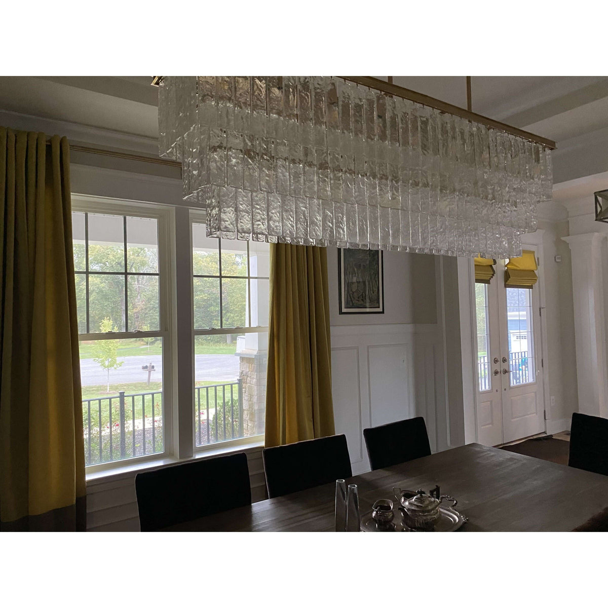 Selim 3-Tier Rectangular Cracked Textured Glass Chandelier, three-tier - view 12