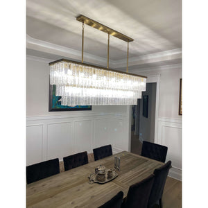 Selim 3-Tier Rectangular Cracked Textured Glass Chandelier, three-tier - view 13