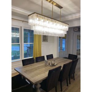 Selim 3-Tier Rectangular Cracked Textured Glass Chandelier, three-tier - view 14