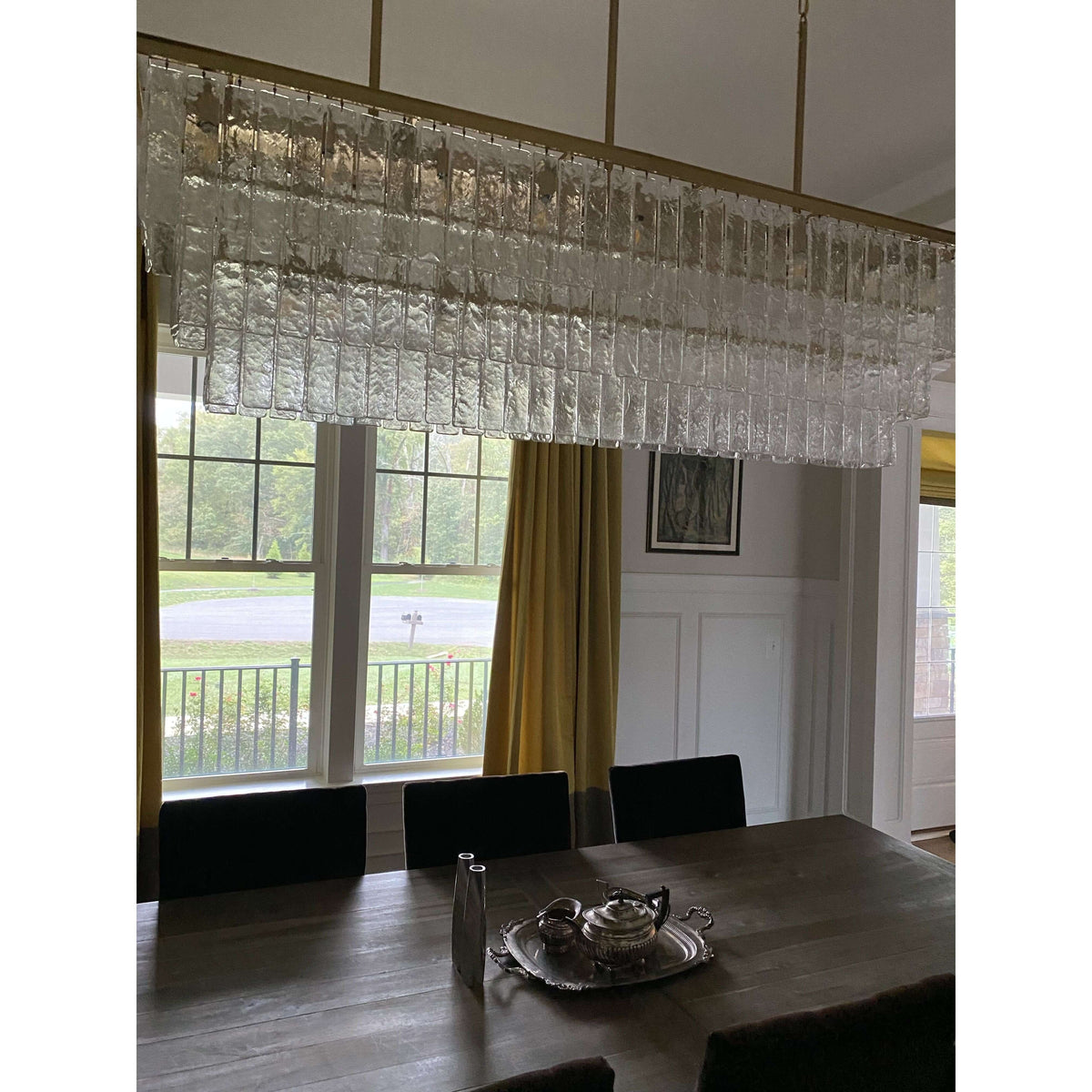 Selim 3-Tier Rectangular Cracked Textured Glass Chandelier, three-tier - view 15