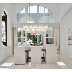 Selim 3-Tier Rectangular Cracked Textured Glass Chandelier, three-tier - view 3