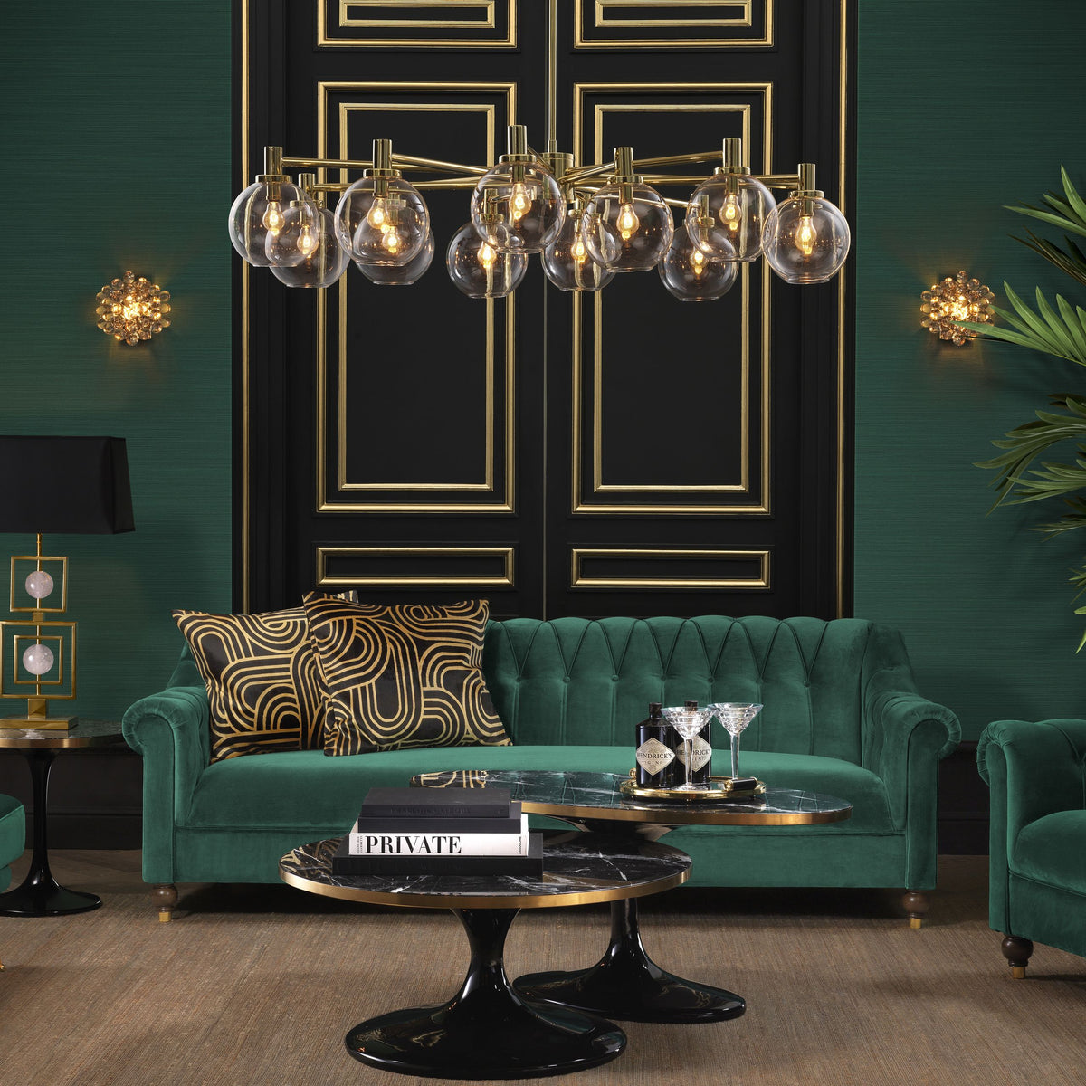 Selva Modern Glass Chandelier - Gold - view 4