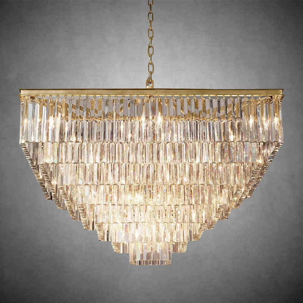 1920s Orion Art Deco Square Chandelier 47"
