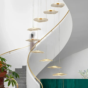 Small Acrylic Lotus Leaves LED Creative Modern Staircase Chandelier - view 7