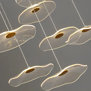 Small Acrylic Lotus Leaves LED Creative Modern Staircase Chandelier - view 12