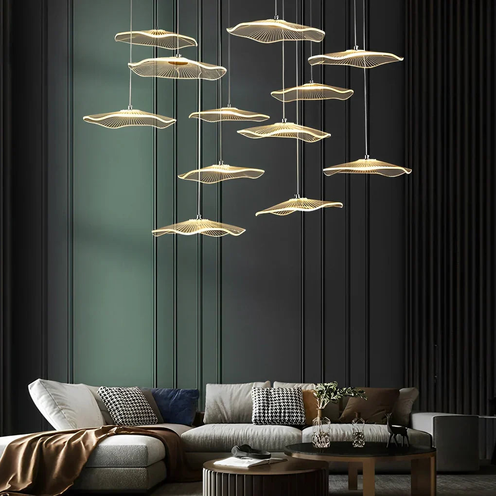 Small Acrylic Lotus Leaves LED Creative Modern Staircase Chandelier - view 8