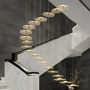 Small Acrylic Lotus Leaves LED Creative Modern Staircase Chandelier - view 9