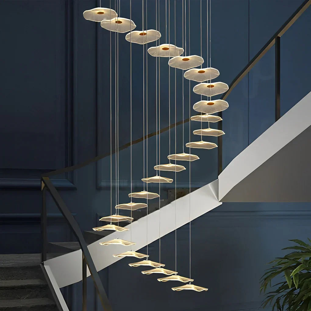 Small Acrylic Lotus Leaves LED Creative Modern Staircase Chandelier - view 10