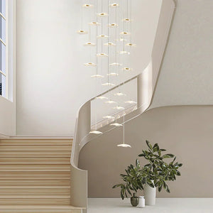 Small Acrylic Lotus Leaves LED Creative Modern Staircase Chandelier - view 11